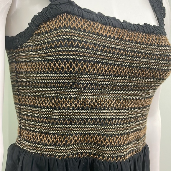 J‎ Crew Smocked Tiered Mini Sleeveless Dress Black/Brown Womens Size Small - Picture 5 of 8